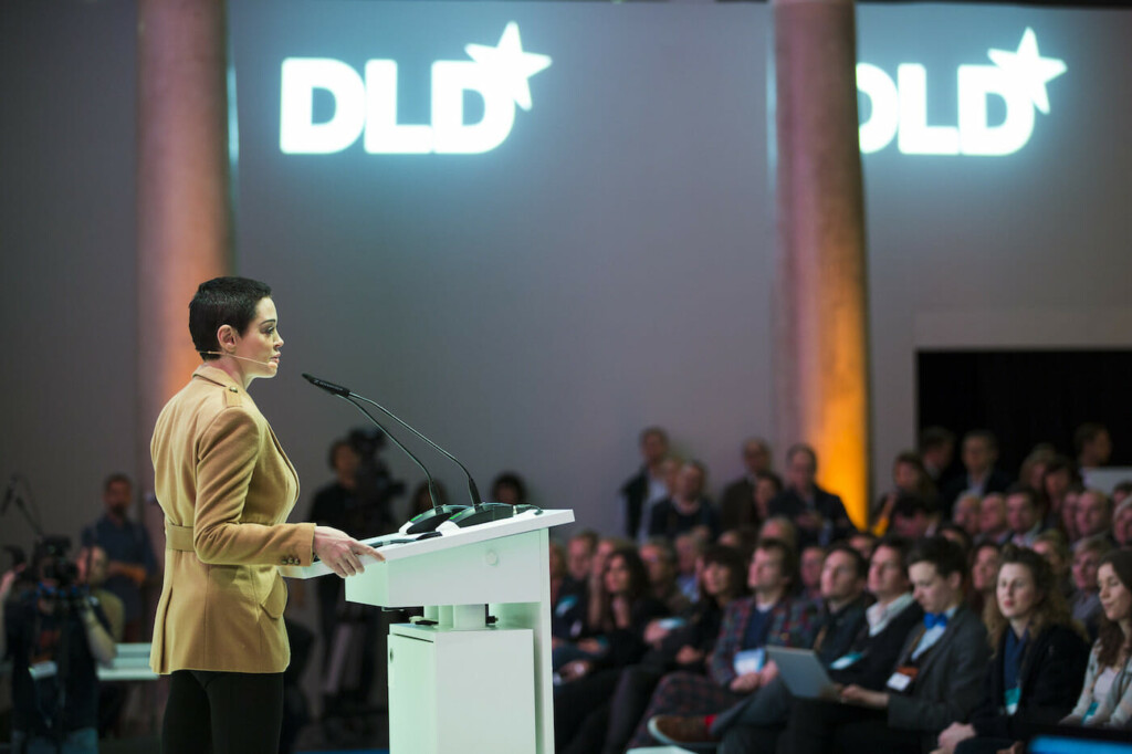Rose McGowan (Actress) DLD Munich Conference 2018, Europe's big innovation conference, Alte Bayerische Staatsbank, Munich, January 20th - 22nd 2018, free press image © Dominik Gigler for DLD
