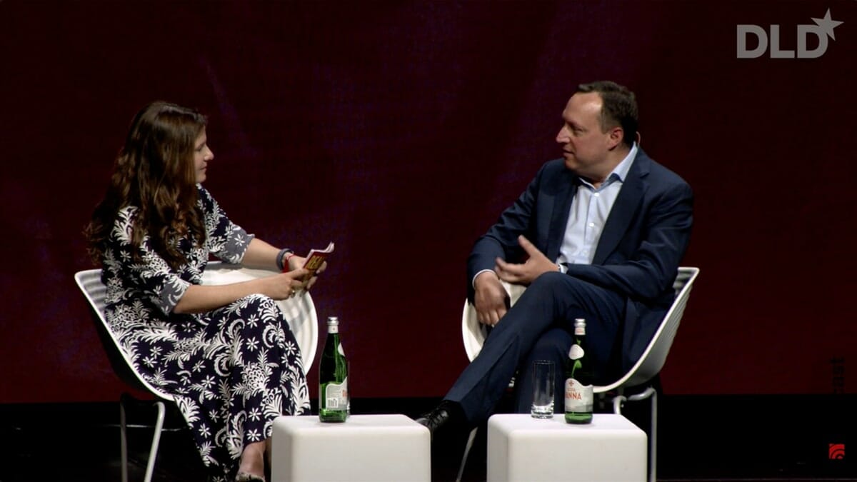 Tanit Koch, The New European, and Markus Haas, Telefonica, discuss the digital transformation at DLD Munich 2022