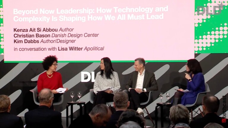Kenza Ait Si Abbou of IBM, Kim Dabbs of Steelcase, Christian Bason of the Danish Design Centre and Lisa Witter of the Apolitical Foundation discuss leadership and management at DLD Munich