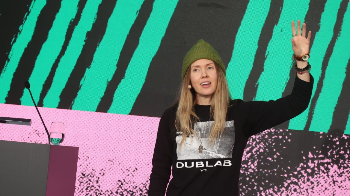 Music innovator and singer Beatie Wolfe presents her work at the DLD conference in Munich