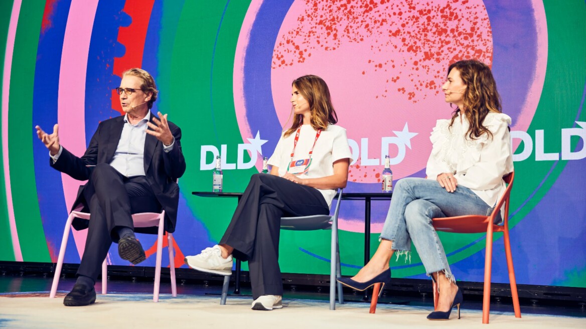 Walter Link (NOW Partners), Laura Santucci (Future Economy Forum) and Jaqueline Illy (Amarey) speak at DLD Circular 2023 in Munich