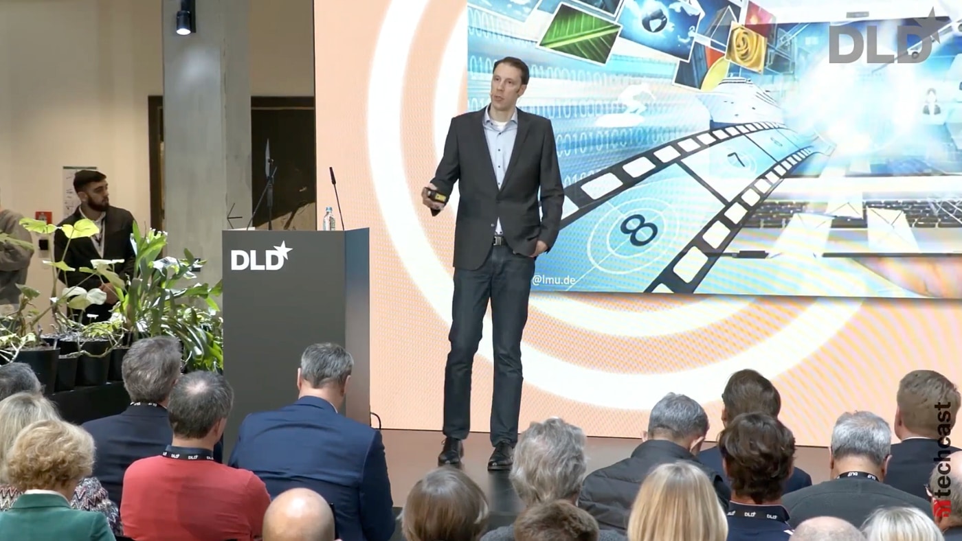 AI researcher Björn Ommer of LMU Munich on stage at the DLD Munich 2024 conference.