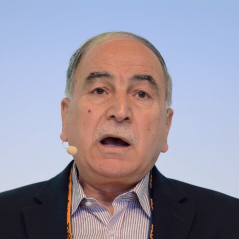 Portrait image of Abu Rashid, chairman of the Amman Center for Peace and Development, speaking at the DLD Munich conference.