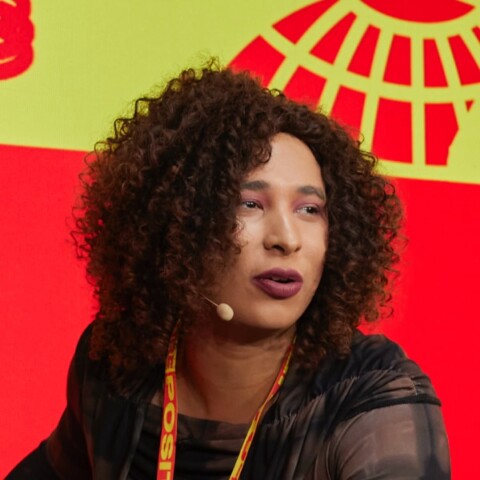 Portrait of artist Danielle Brathwaite-Shirley, seen speaking at the DLD Munich conference 2025.
