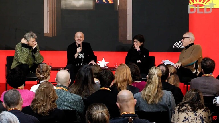 Video preview. Left to right, Andrea Lissoni, (Haus der Kunst), Philippe Parreno, (Artist), Lydia Antoniou, (Haus der Kunst) andHans Ulrich Obrist, (Serpentine Galleries) on stage at the DLD Munich Conference 2025.