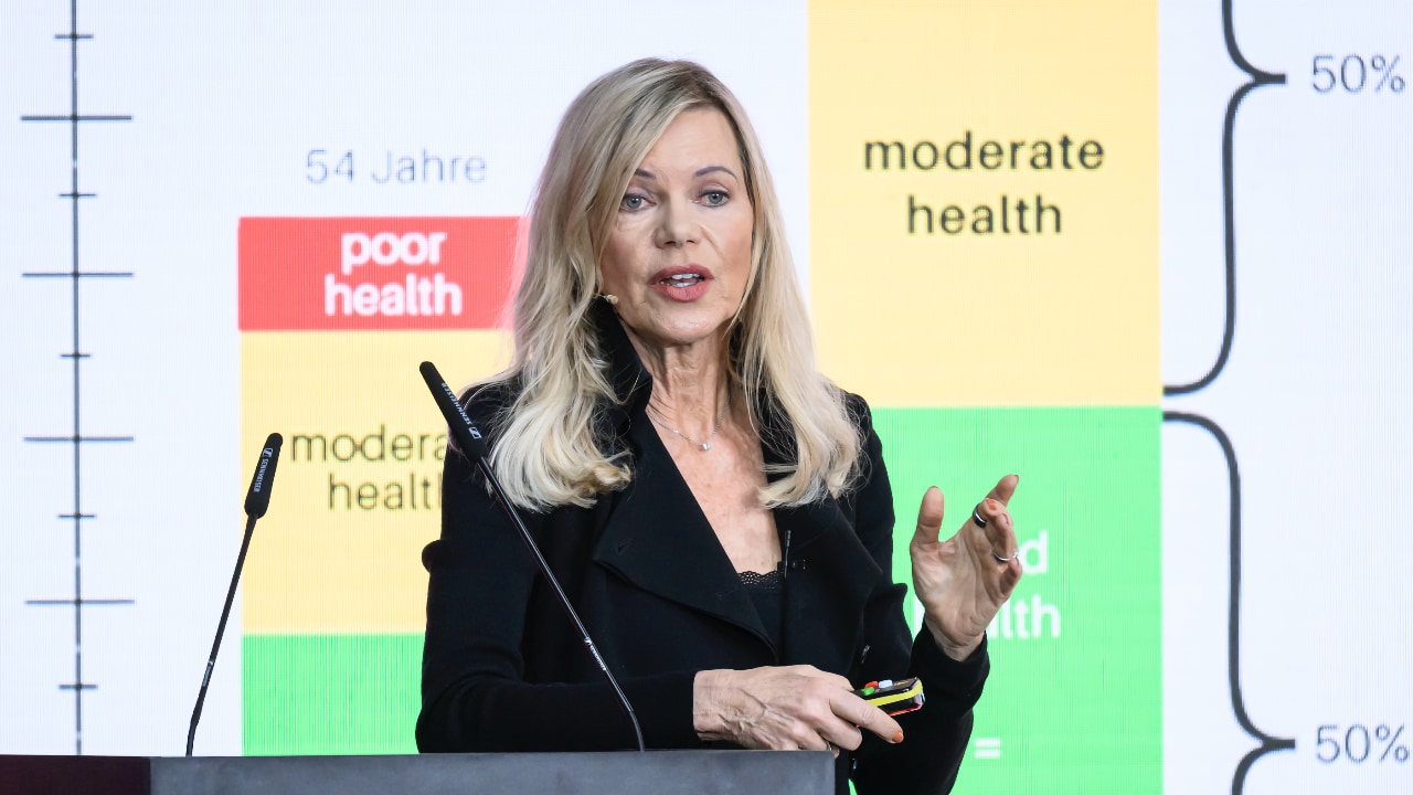 German author and journalist Nina Ruge speaks at the DLD Munich Conference 2025.