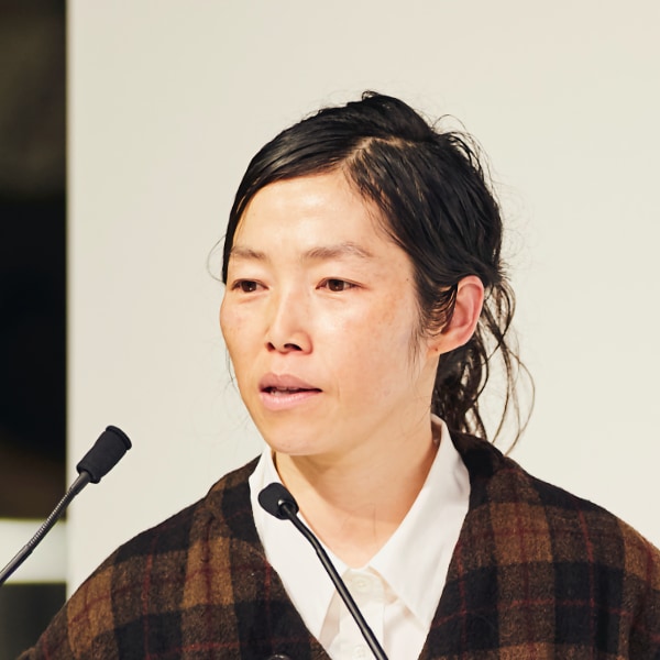 Artist Koo Jeong A speaking at the DLD conference in Munich