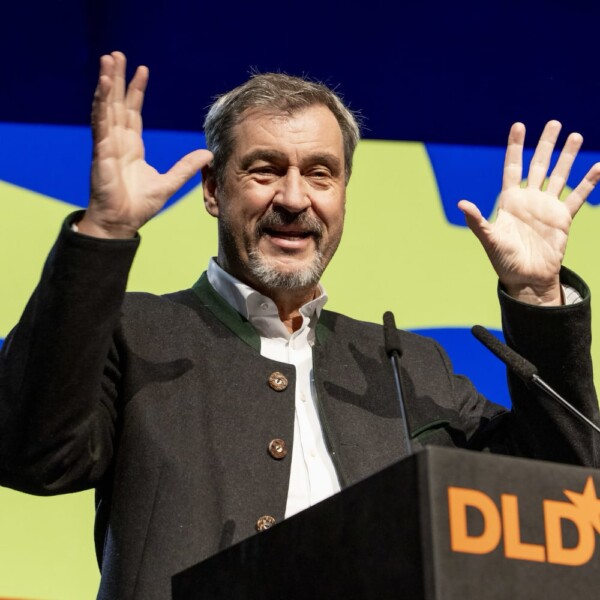 Bavaria’s Minister-President Markus Söder speaking at the DLD Future Hub conference.