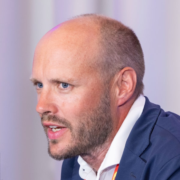 Thomas Zeller, UnternehmerTUM, speaking at the DLD Future Hub conference in Munich.