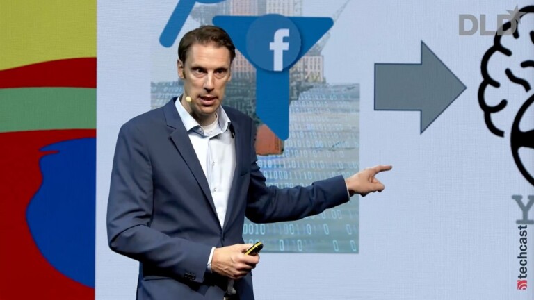 AI researcher Björn Ommer (LMU, Stable Diffusion) speaking at the DLD Future Hub conference in Munich.