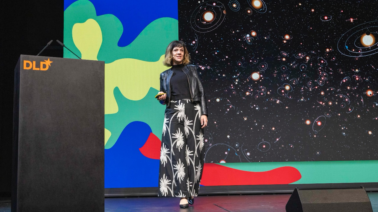 Cecilia Garraffo (Center for Astrophysics, Harvard & Smithsonian) on stage at the DLD Future Hub conference in Munich.