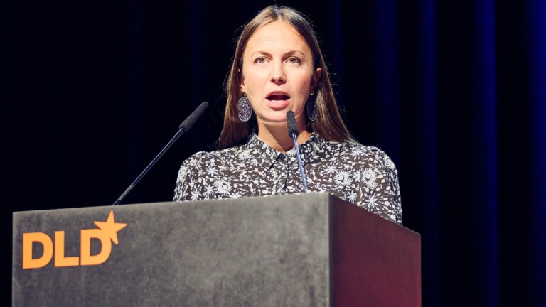 Eva Maydell, Member of the European Parliament, speaking at the DLD Future Hub conference in Munich.