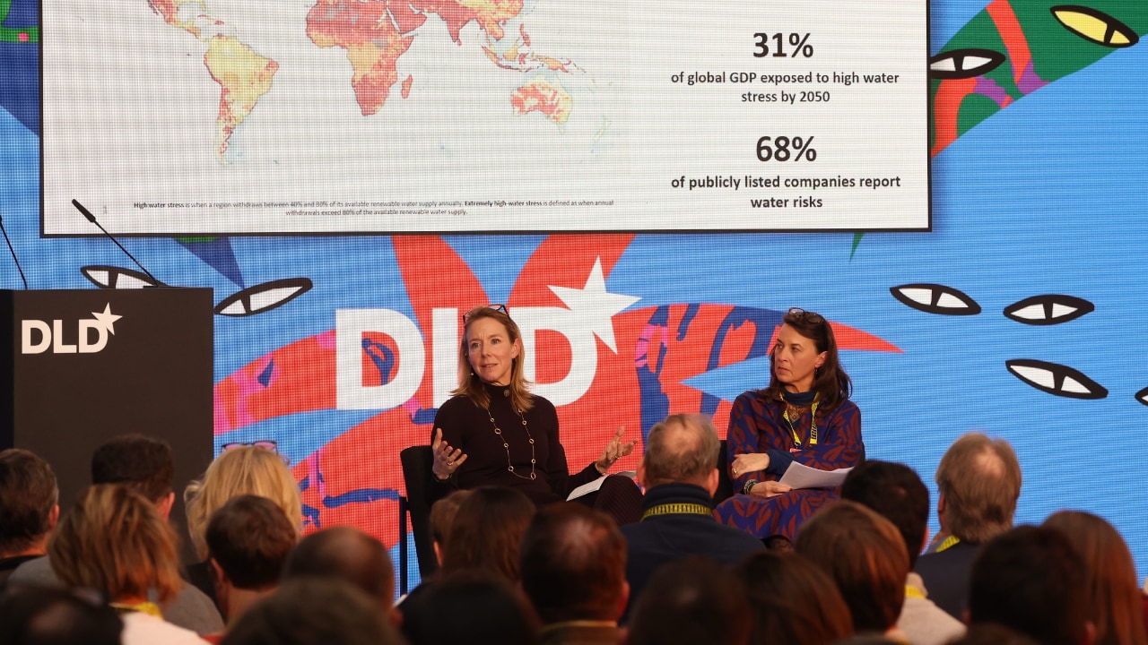 Stientje van Veldhoven (World Resources Institute (WRI)) and Xenia zu Hohenlohe (World Bank) speak at the DLD Munich Conference 2026 in front of an attentive audience. Credit: Karl-Josef Hildenbrand / picture alliance for DLD / Hubert Burda Media