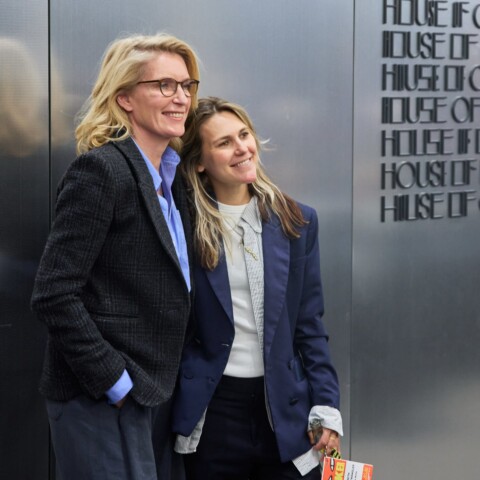 Maria Furtwängler and her daughter Elisabeth Furtwängler pose for a photographer at the DLD Munich 2026 conference