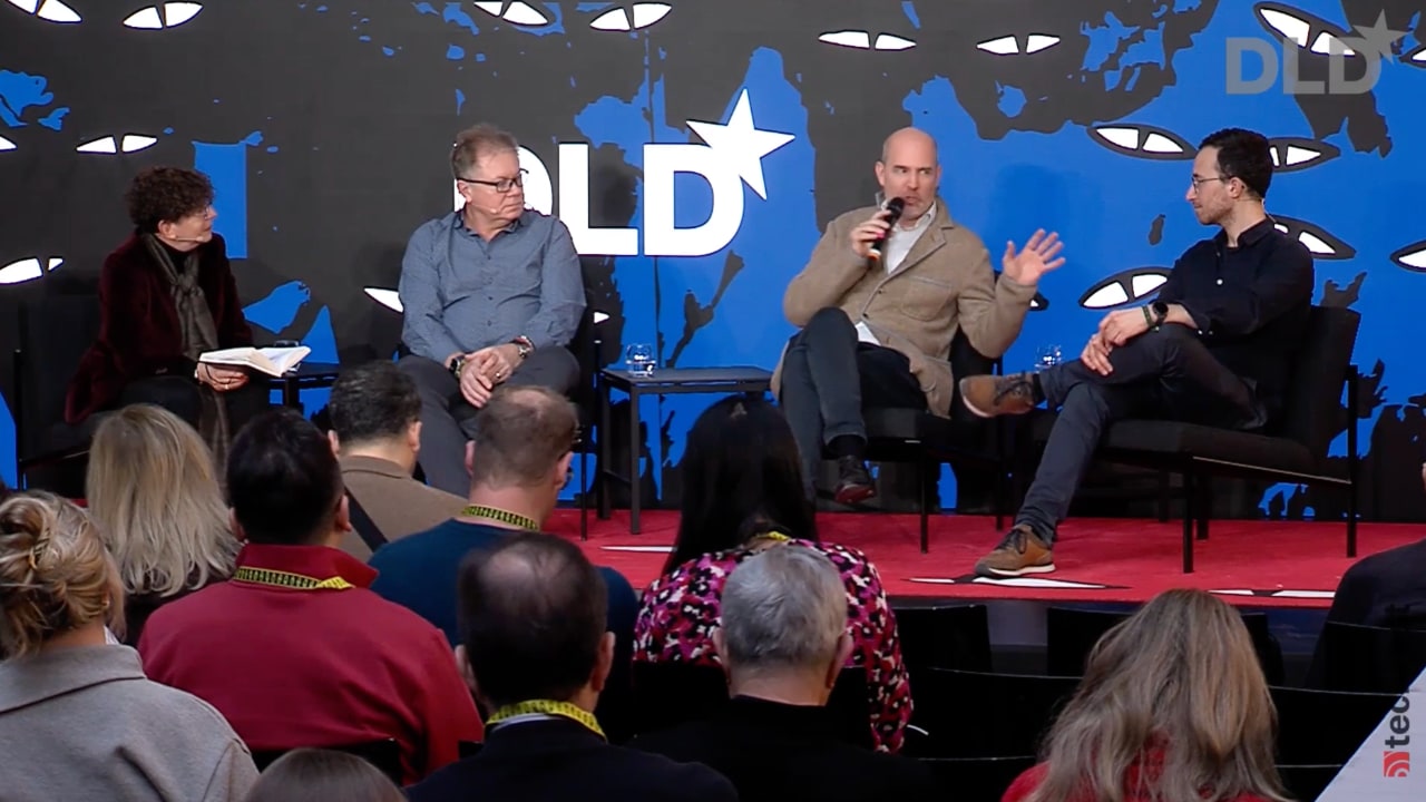 Jennifer Schenker (The Innovator), Tony Pink (Pink Granite Consulting), Guido Houben (Transmutex) and Francesco Sciortino (Proxima Fusion) speak at the DLD Munich 2026 conference. (Video preview)