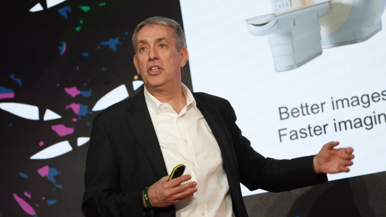 Prof. Daniel Rückert (Technical University of Munich (TUM)) speaking at the DLD Munich 2026 conference. Credit: Karl-Josef Hildenbrand / picture alliance for DLD / Hubert Burda Media