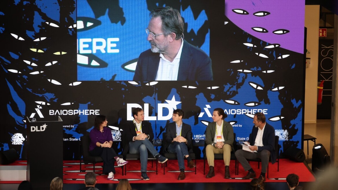 Left to right: Jacqueline Lammert (Technical University of Munich (TUM)), Andreas Maier (Friedrich Alexander University Erlangen), Pierre Manceron (Raidium), Max Tschochohei (Google) and Ralf Huss (BioM) on stage at the DLD Munich 2026 conference. Credit: Karl-Josef Hildenbrand / picture alliance for DLD / Hubert Burda Media
