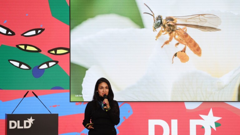 Rosa V&aacute;squez Espinoza (Amazon Research Internacional) on stage at the DLD Munich Conference 2026. Photo: Karl-Josef Hildenbrand / picture alliance for DLD / Hubert Burda Media