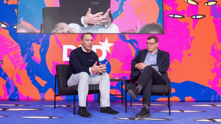 Video preview of Thomas Preuss (DTCP) and John Thornhill (Financial Times) speaking at the DLD Munich Conference 2026. Photo: Enno Kapitza for DLD / Hubert Burda Media