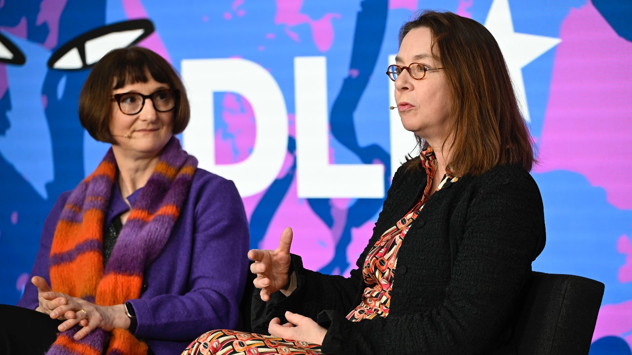 Video preview of Heike Riel (IBM Research) and Victoria Ossadnik (E.ON) speaking at the DLD Munich Conference 2026. Photo: Sebastian Gabriel / picture alliance for DLD / Hubert Burda Media