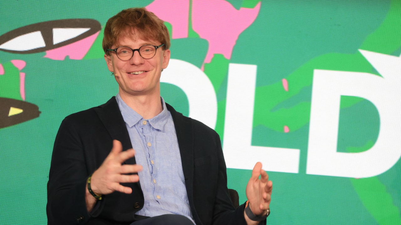 Richard Socher (You.com/AIX Ventures) speaking at the DLD Munich Conference 2026. Photo: Karl-Josef Hildenbrand / picture alliance for DLD / Hubert Burda Media