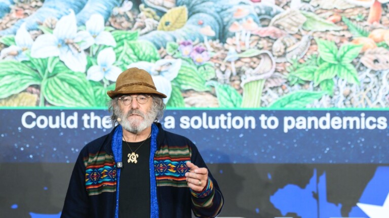 Paul Stamets (Fungi Perfecti) speaking at the DLD Munich Conference 2026. Photo: Philipp Guelland for DLD / Hubert Burda Media
