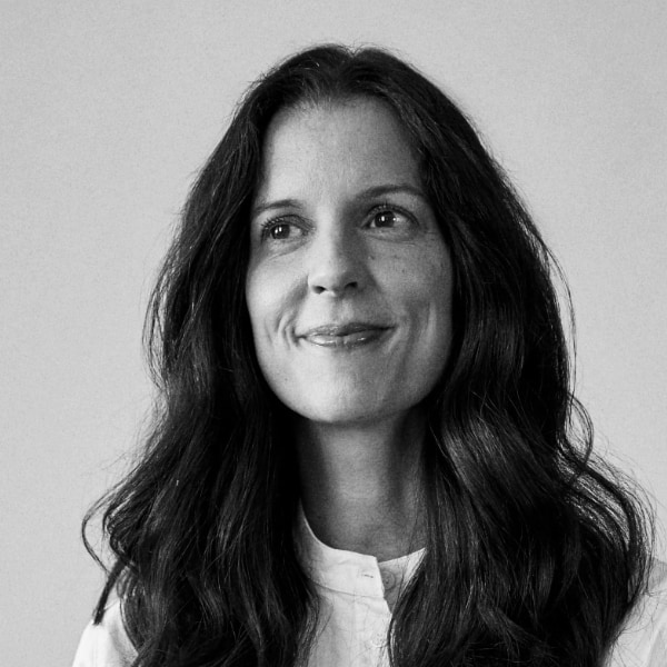 Black and white studio portrait of Irene Díez Ruiz, Head of Corporate Impact at Ecoalf