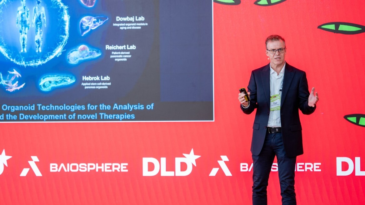Matthias Hebrok, Director TUM Center for Organoid Systems, speaking at the DLD Health x BAIOSPHERE conference in Munich on June 12, 2026. Photo: Philipp Guelland for DLD / Burda