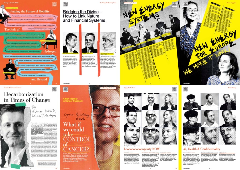Collage showing articles from The Promptah magazine about green energy, cleantech, and health.