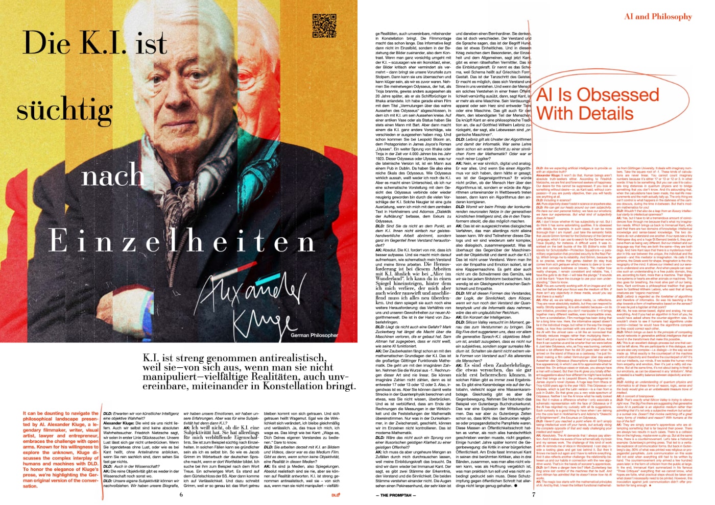 Preview of interview with Alexander Kluge about artificial intelligence in The Promptah, issue no. 2.