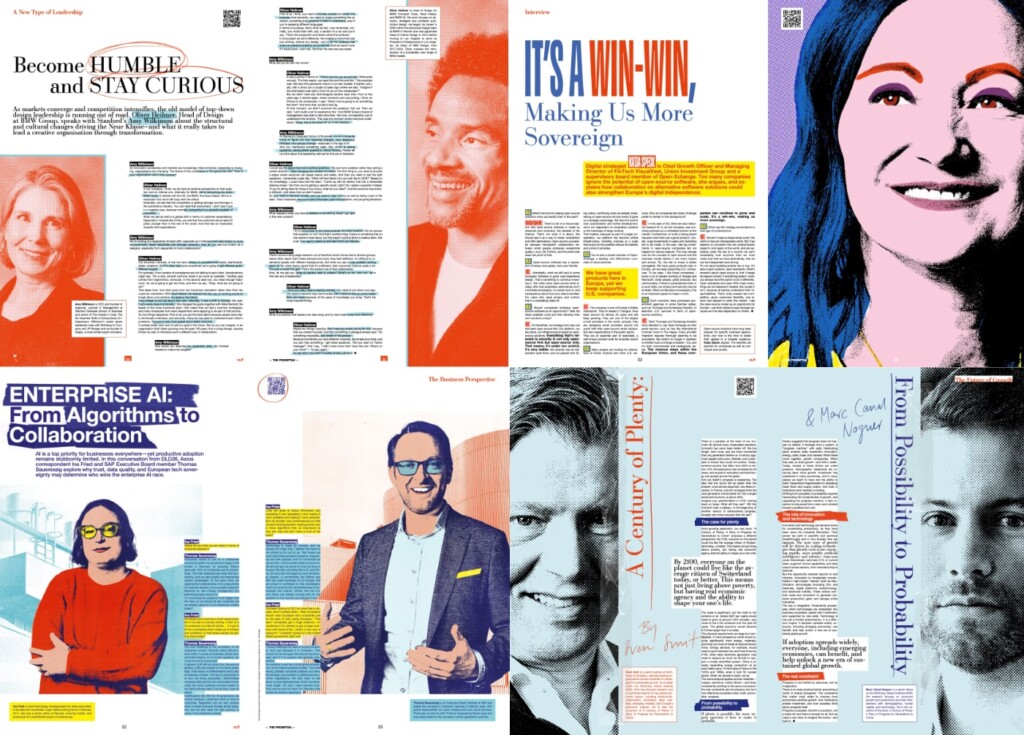 Preview of Promptah articles featuring Amy Wilkinson, Oliver Heilmer, Katja Speck, Ina Fried, Thomas Saueressig, Sven Smit and Marc Canal Noguer.