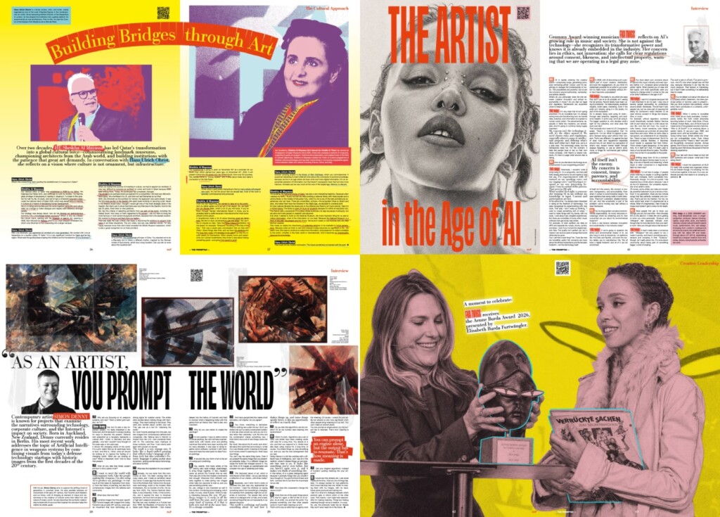 Preview of Promptah articles featuring FKA twigs, Simon Denny, Hans Ulrich Obrist, Sheika Al-Mayassa and Elisabeth Burda Furtwängler