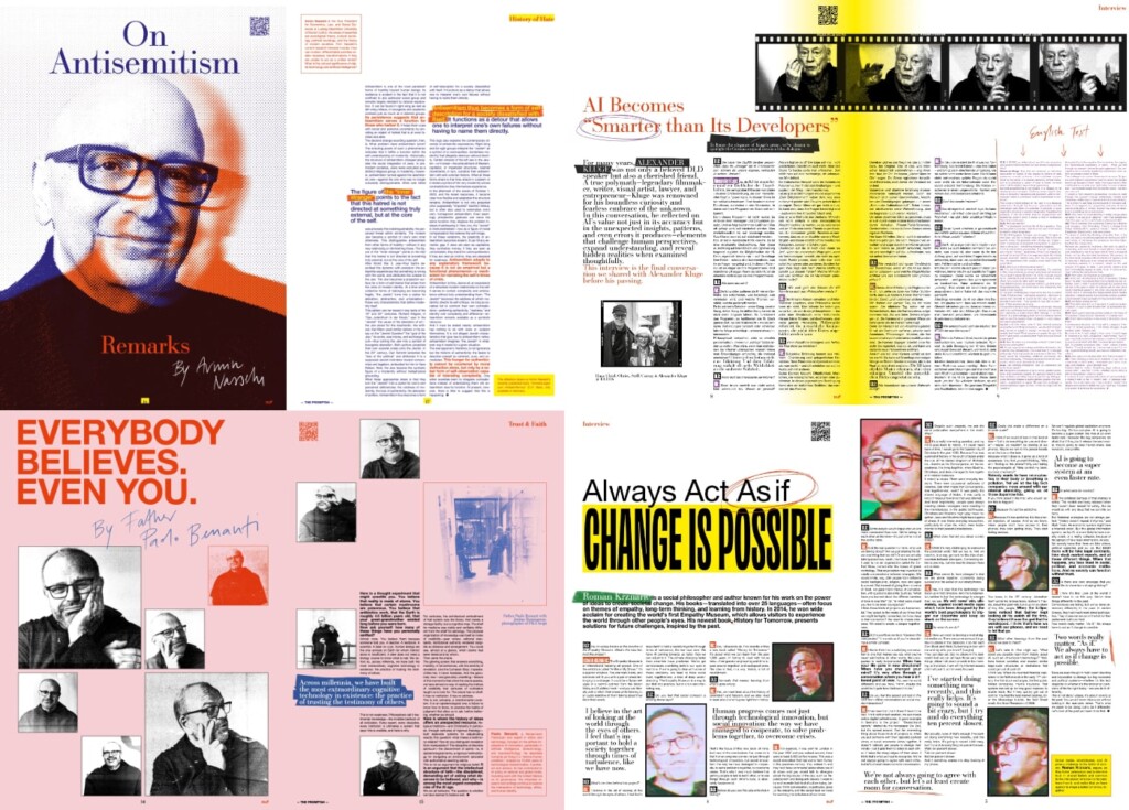 Preview of Promptah articles by Armin Nassehi, Roman Krznaric, Paolo Benanti and Alexander Kluge